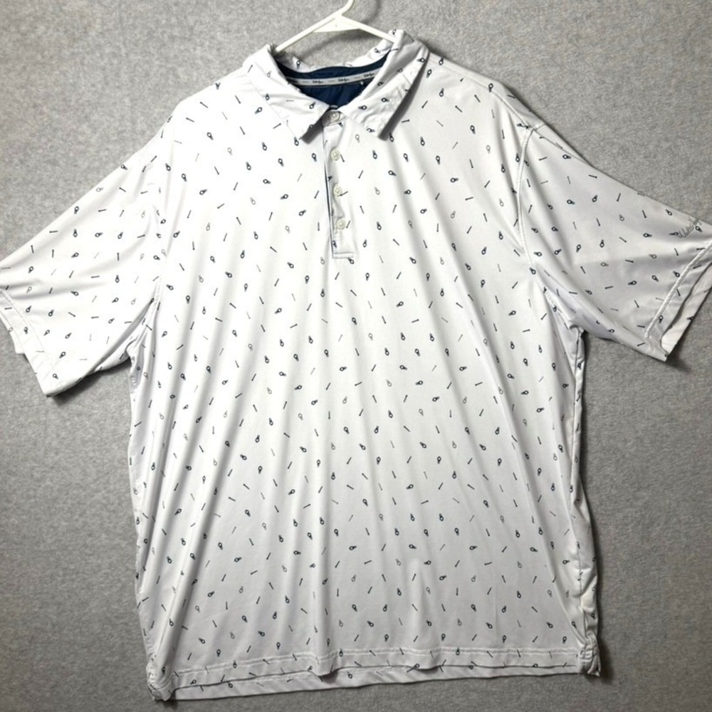 Walter Hagen 11 Majors Mens XXL White Golf Polo Shirt Tee Ball Marker Print